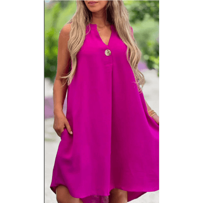 Elsie - Sleeveless V-neck Dress - Alira - Boutique