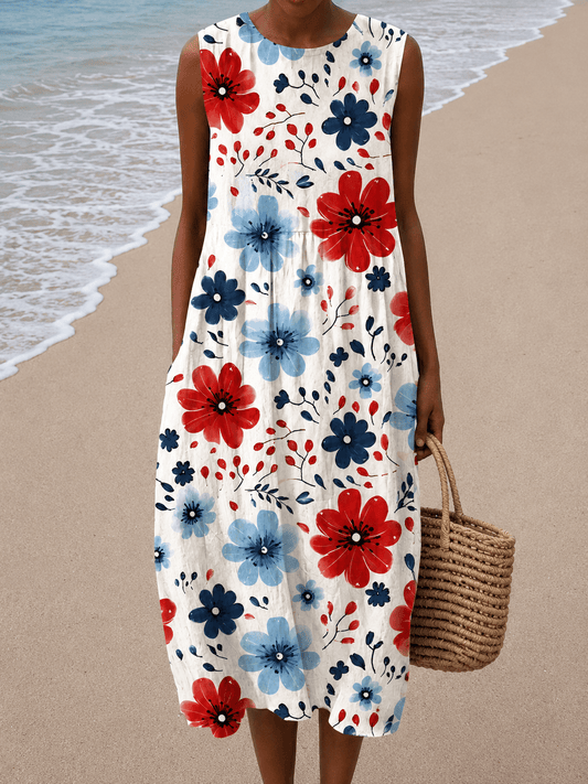 Emily - Women’s Sleeveless Relaxed Fit Midi Dress - Alira - Boutique