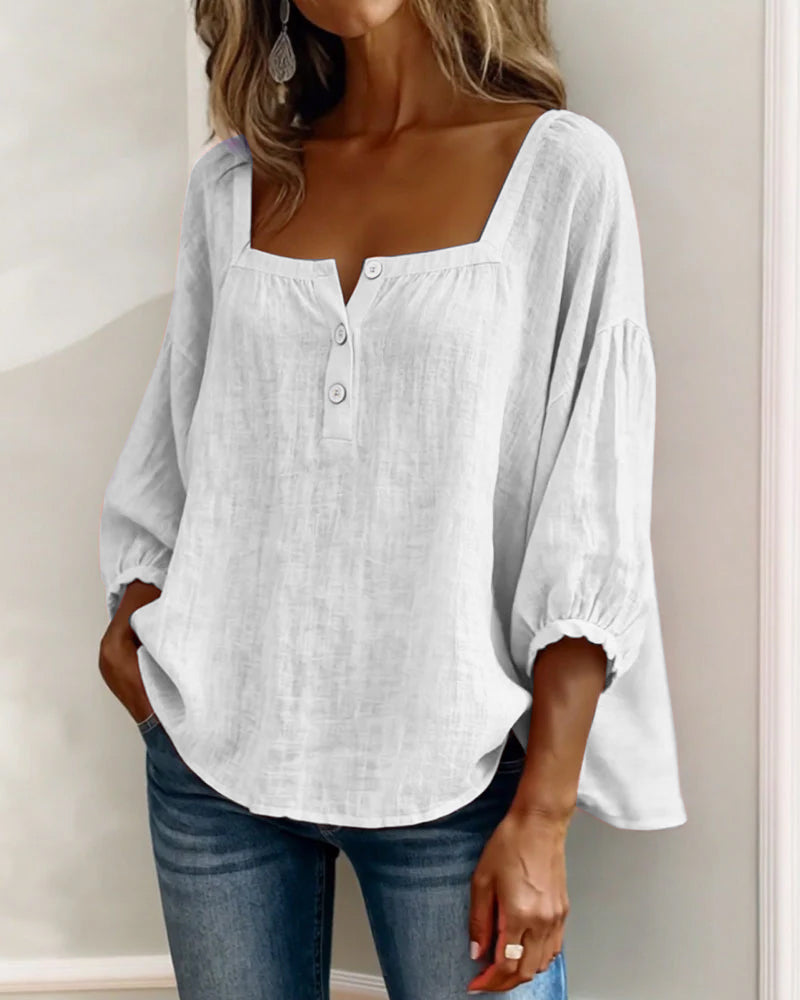 Diane | Square Neck Lantern Sleeve Shirt