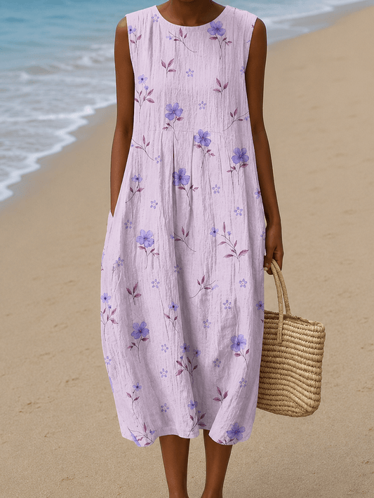 Faith - Women's Sleeveless Printed Beach Midi Dress Loose - Alira - Boutique