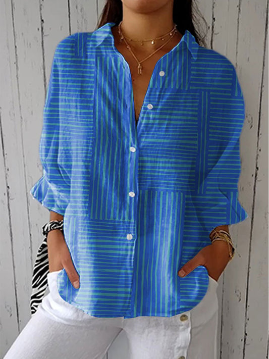 Feline | Azure Stripe Blouse - Alira - Boutique