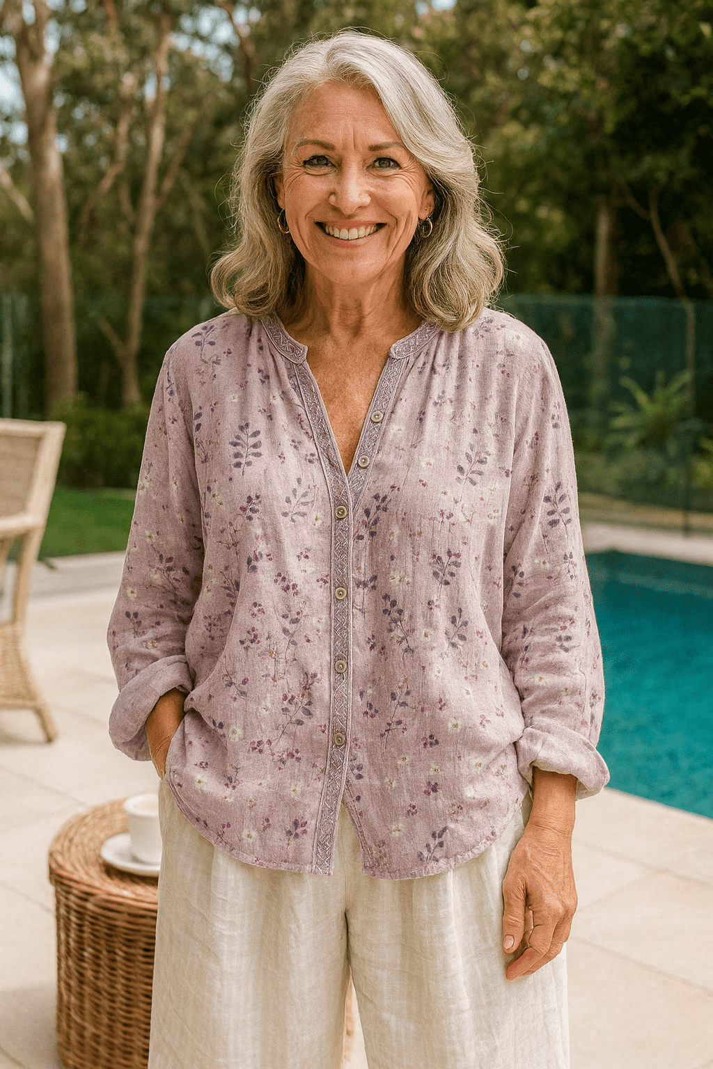 Fern | Relaxed V-Neck Blouse – Timeless Style, Effortless Comfort - Alira - Boutique
