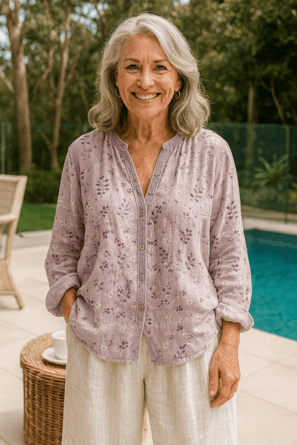 Fern | Relaxed V-Neck Blouse – Timeless Style, Effortless Comfort - Alira - Boutique