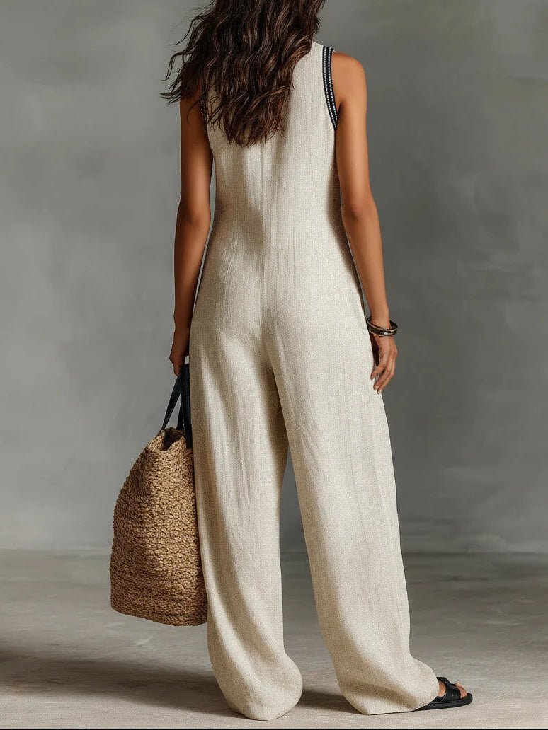 Fiamma - Sleeveless Jumpsuit with Minimalist High Collar and Zip - Alira - Boutique