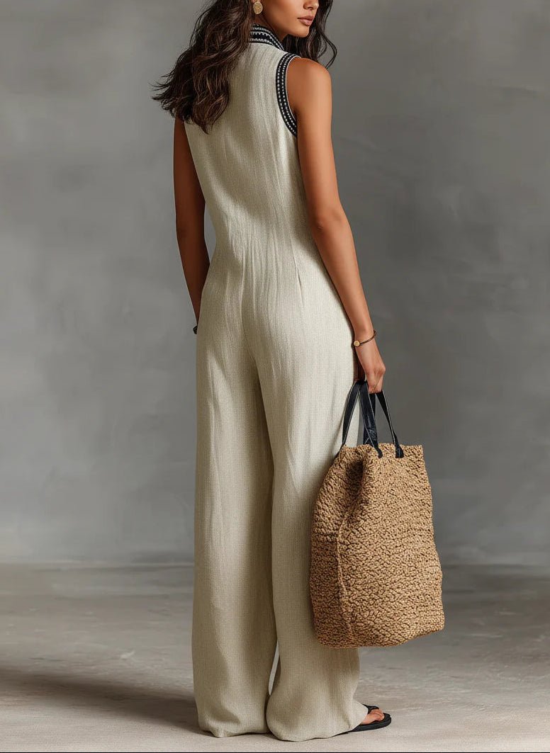 Fiamma - Sleeveless Jumpsuit with Minimalist High Collar and Zip - Alira - Boutique