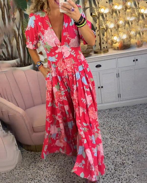 Floriana | Vibrant Bloom Midi Dress - Alira - Boutique