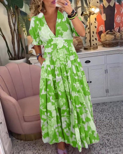 Floriana | Vibrant Bloom Midi Dress - Alira - Boutique