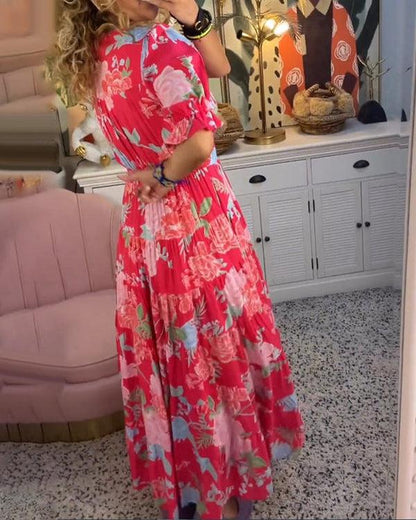 Floriana | Vibrant Bloom Midi Dress - Alira - Boutique