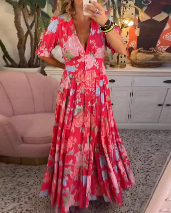 Floriana | Vibrant Bloom Midi Dress - Alira - Boutique