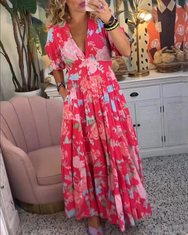 Floriana | Vibrant Bloom Midi Dress - Alira - Boutique