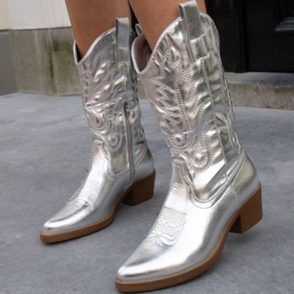 Gracie | Elegant Metallic Cowboy Boots