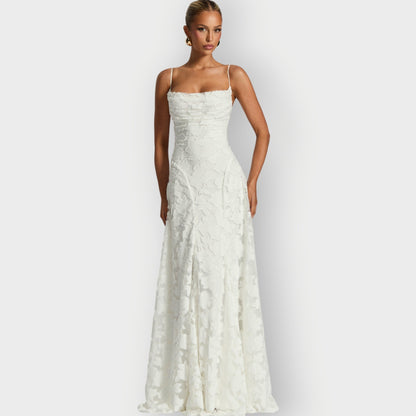 Maevira | Elegant Strapless Floral Evening Velvet Gown