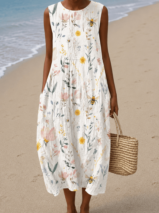 Hailey - Women's Sleeveless Printed Midi Casual Dress - Alira - Boutique