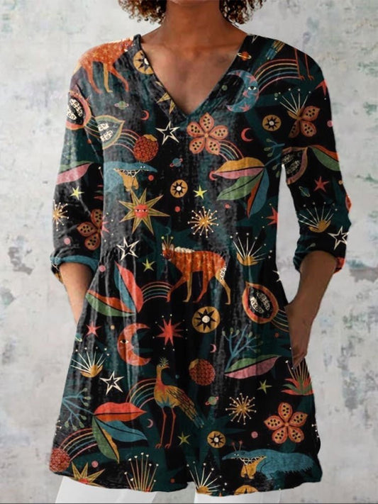 Harper | Midnight Woodland V-Neck Shirt - Alira - Boutique