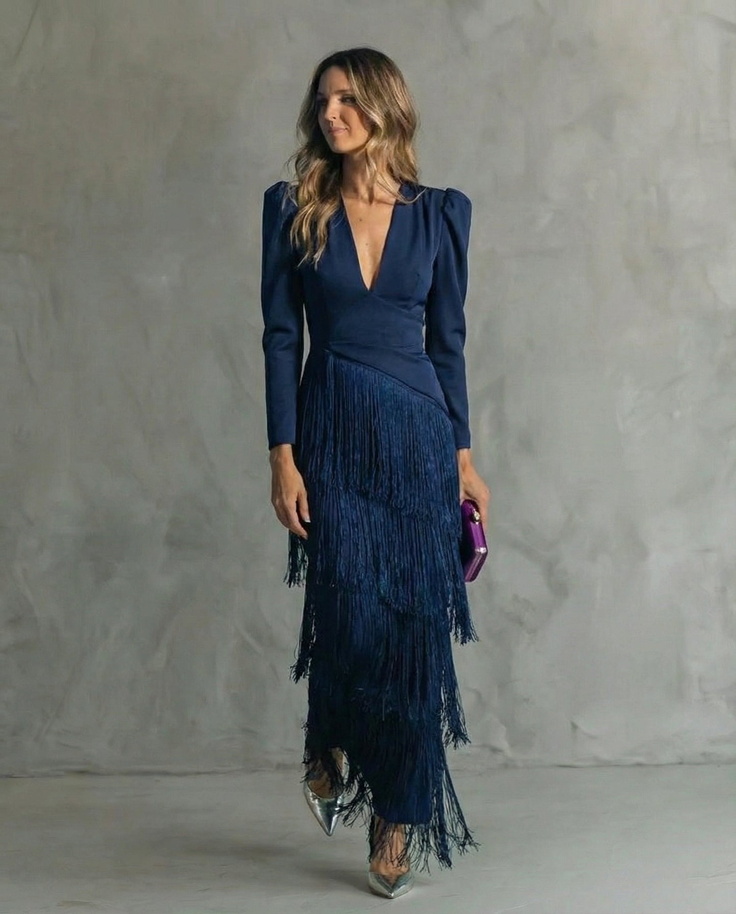 Ella | Elegant Dress with Fringe Sleeves