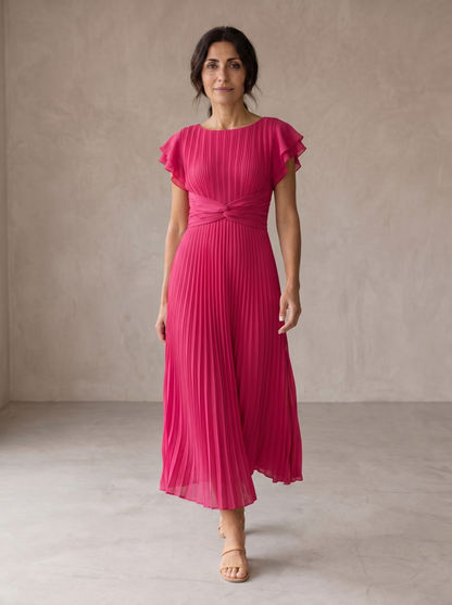 Amelia | Pleated Maxi Dress with Tie Waist