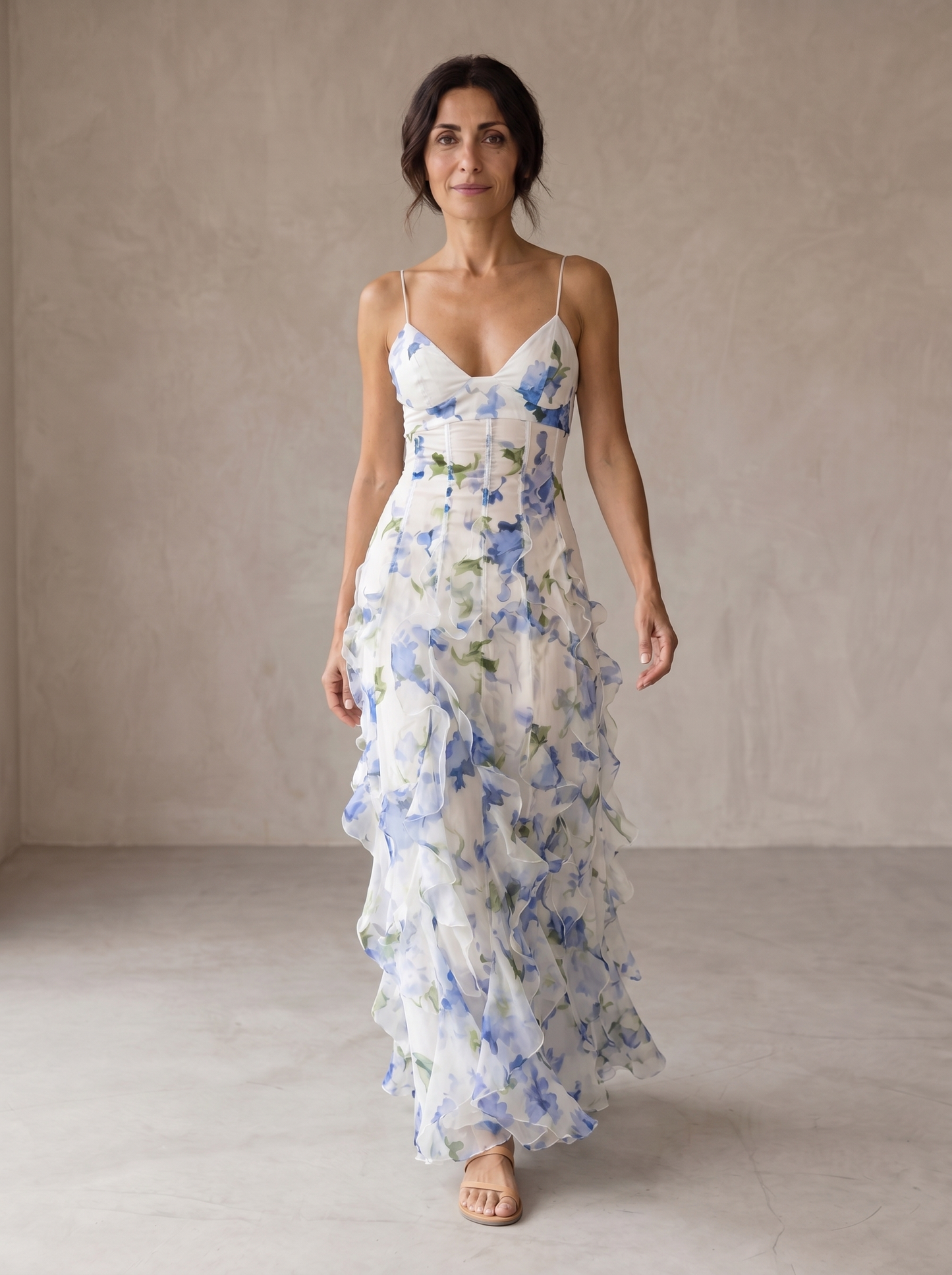 Tilly | Floral Midi Dress with Ruffles
