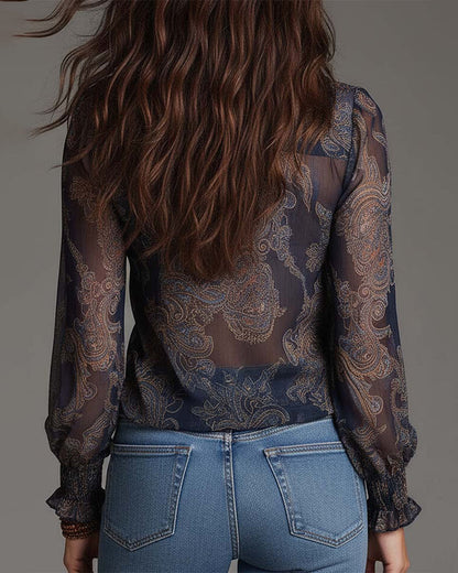 Demi | Zip Ruffled Retro Blouse