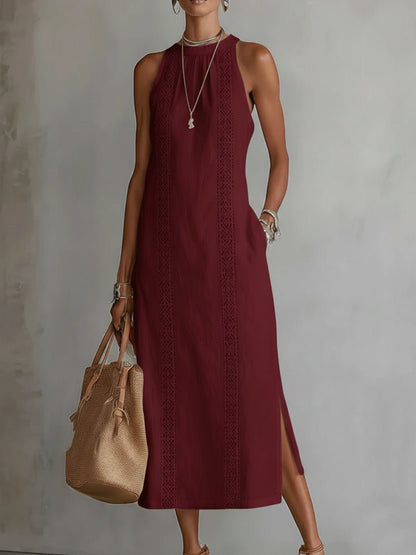 Jimena | Linen Midi Dress with Mao Collar - Alira - Boutique