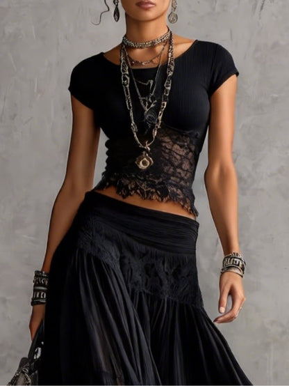 Ravenna | Black Lace Skirt Set