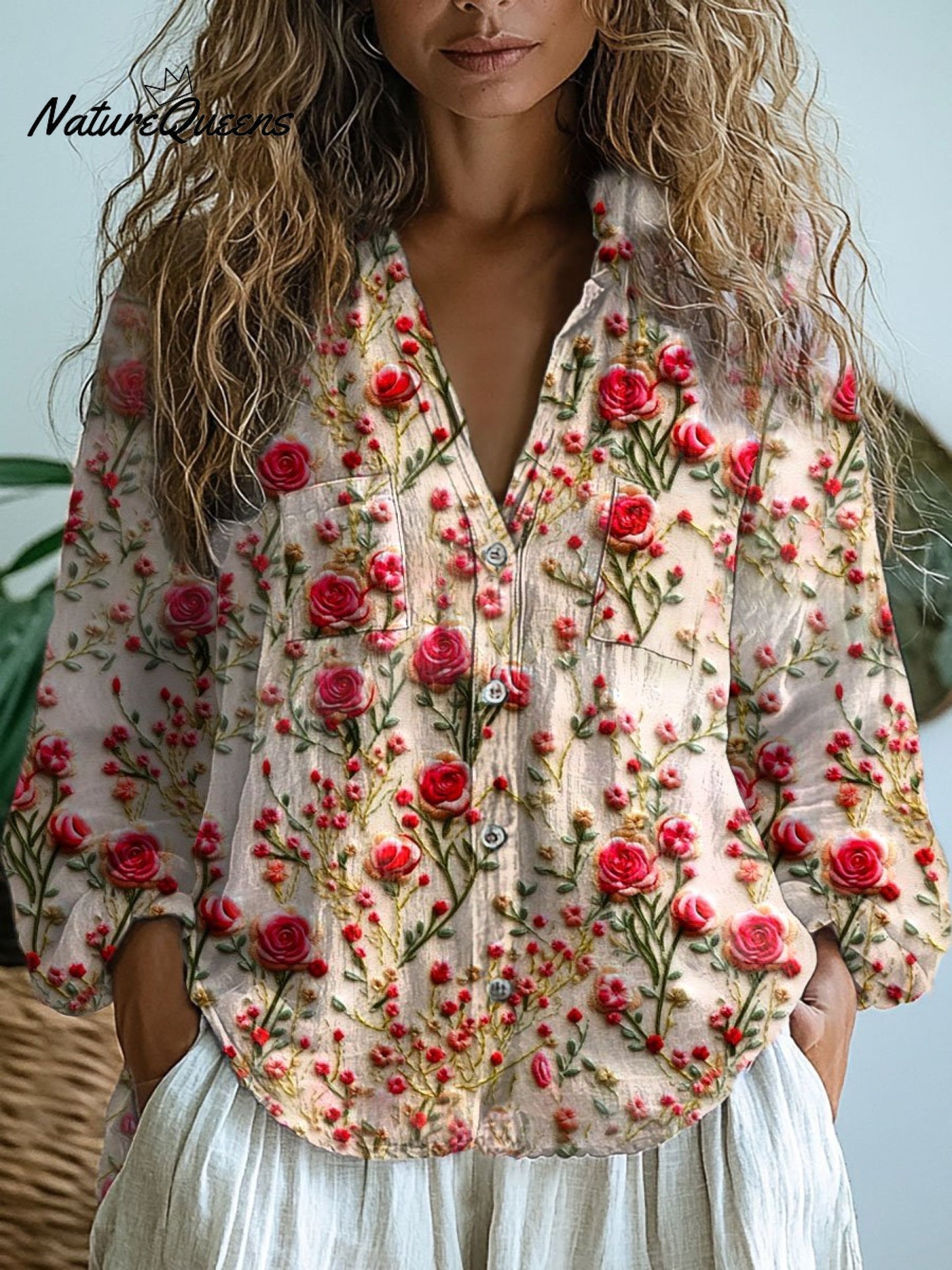 Aira | Retro Print Long Sleeve Shirt