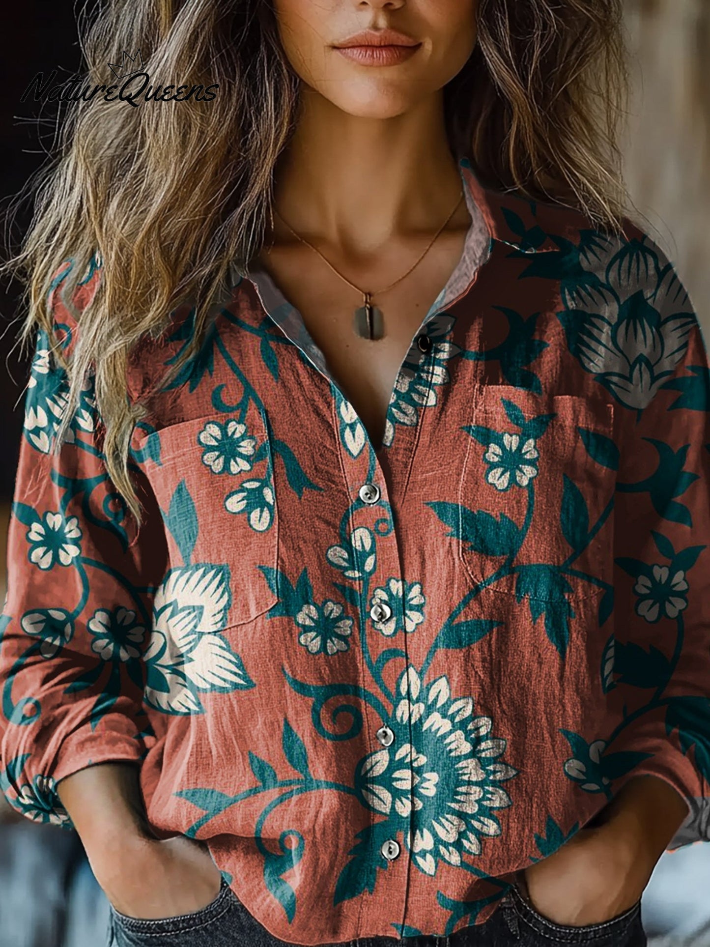 Staveley | Red Bloom Long Sleeve Top