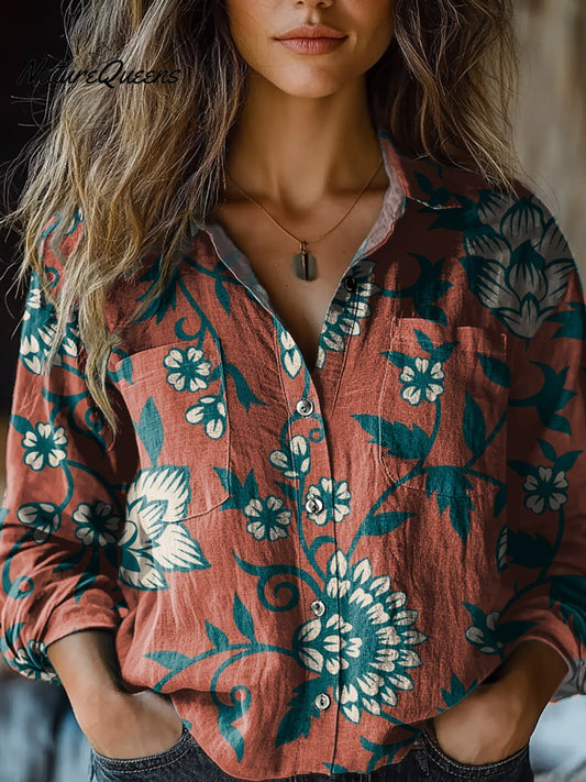 Staveley | Red Bloom Long Sleeve Top