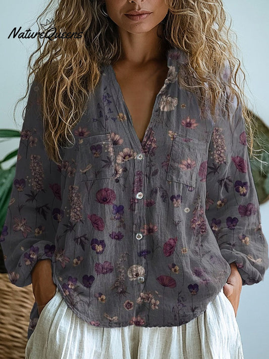 Juniper Fell | Boho Floral Cotton Long Sleeve Shirt