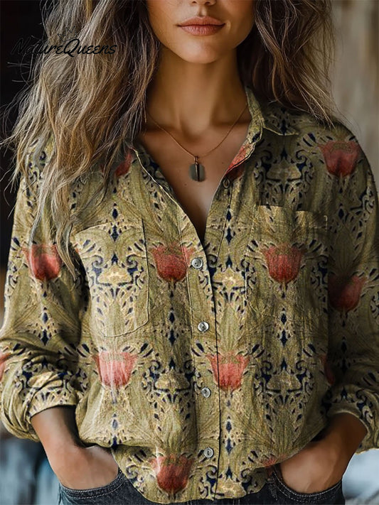 Xander | Art Print Cotton Long Sleeve Shirt