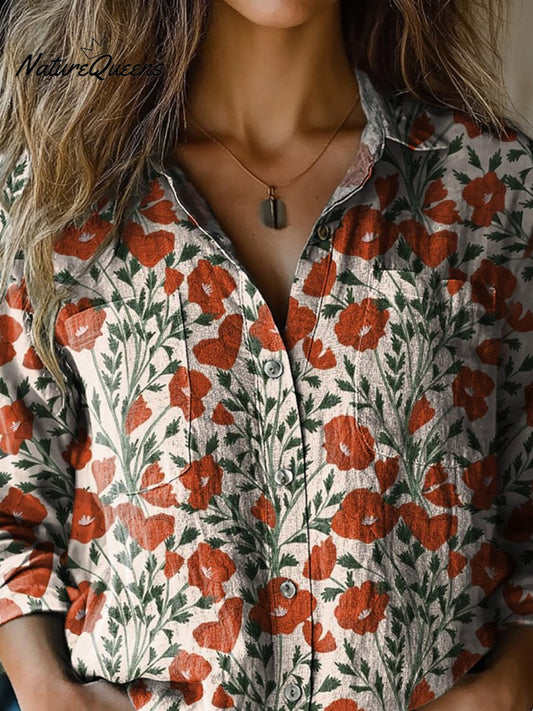 Oxenholme | Poppy Print Long Sleeve Blouse