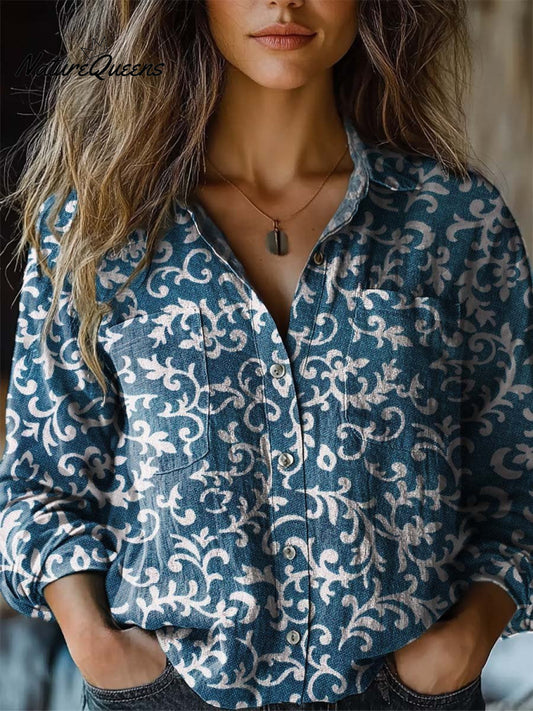 Juniper | Blue Floral Cotton Top