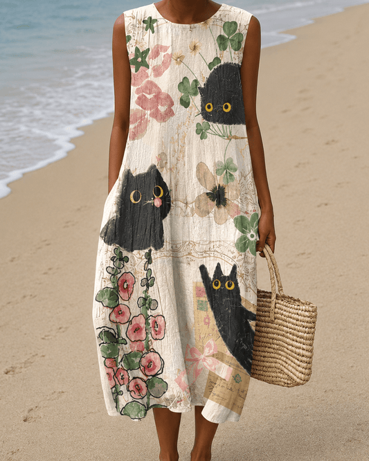 Julia Mae - Women's Sleeveless Printed Midi Casual Dress - Alira - Boutique