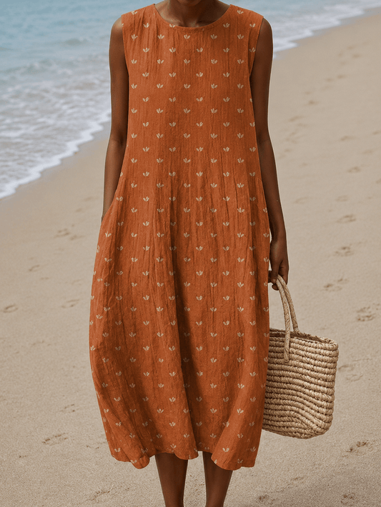 Julia - Women's Sleeveless Printed Midi Casual Dress - Alira - Boutique