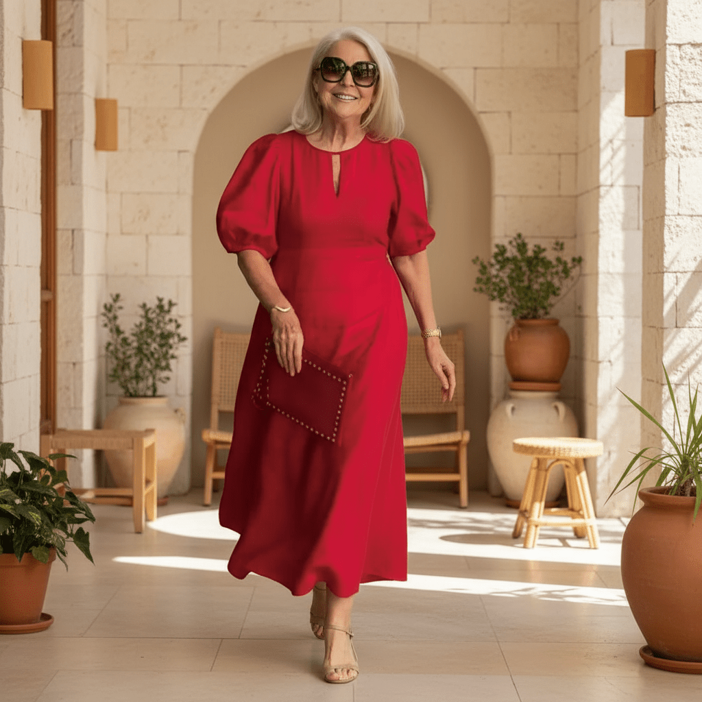 Juliana - Elegant Puff-Sleeve Dress - Alira - Boutique