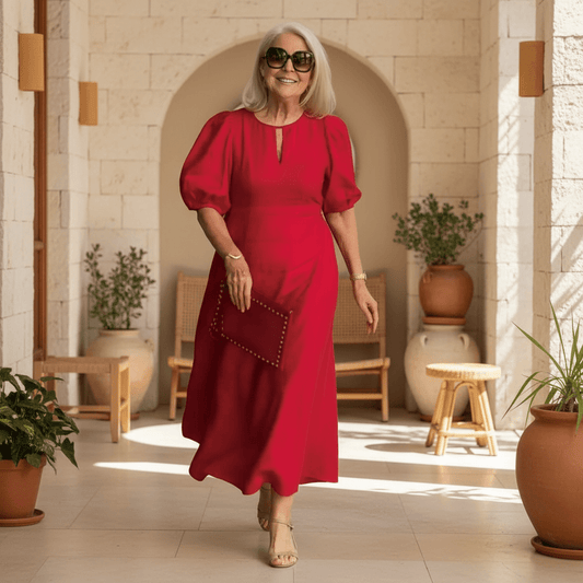 Juliana - Elegant Puff-Sleeve Dress - Alira - Boutique
