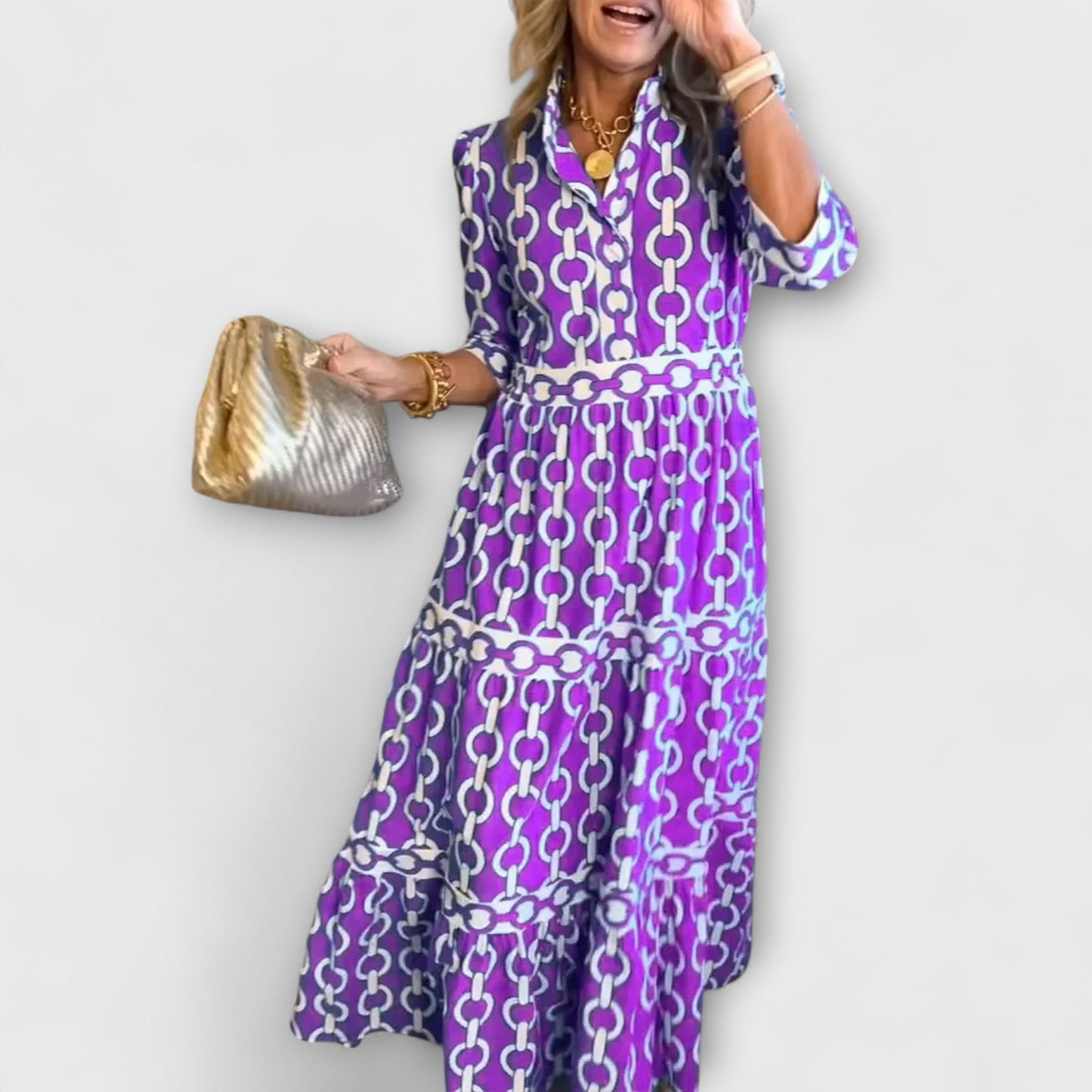 Juliette | Midi Dress with Chain Pattern - Alira - Boutique