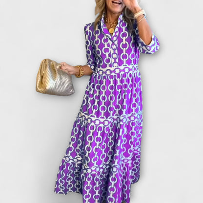 Juliette | Midi Dress with Chain Pattern - Alira - Boutique