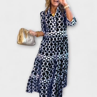 Juliette | Midi Dress with Chain Pattern - Alira - Boutique