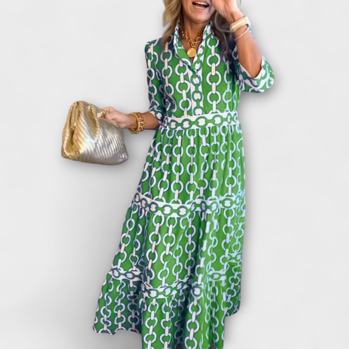 Juliette | Midi Dress with Chain Pattern - Alira - Boutique