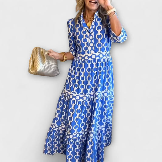 Juliette | Midi Dress with Chain Pattern - Alira - Boutique