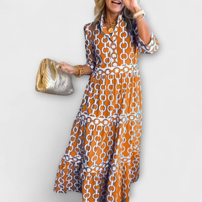 Juliette | Midi Dress with Chain Pattern - Alira - Boutique