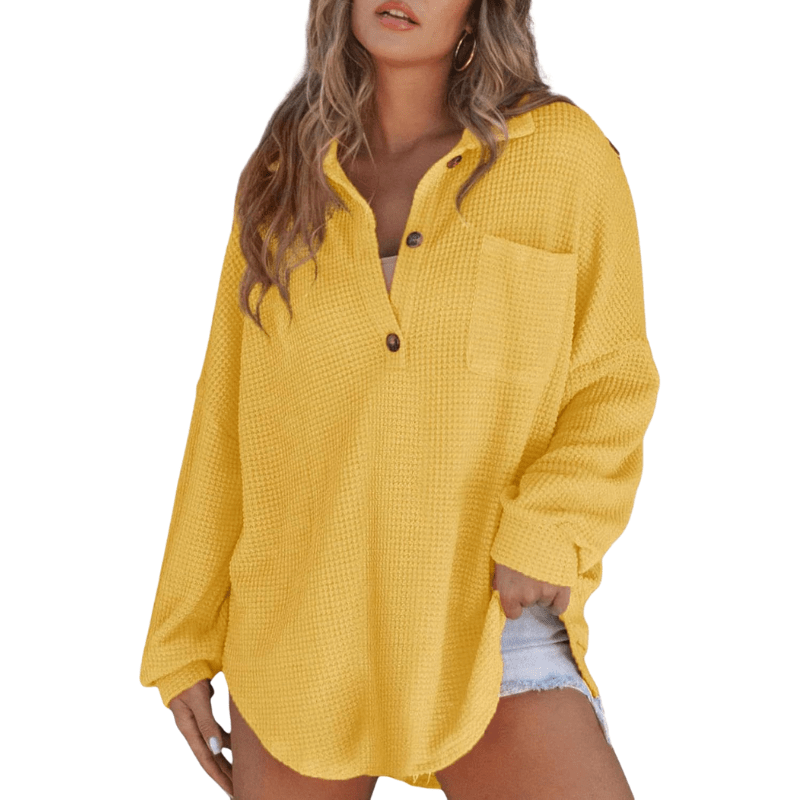 KATHRYN™ – Casual Lightweight Button V Neck Tunic Blouse - Alira - Boutique