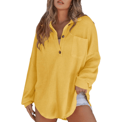 KATHRYN™ – Casual Lightweight Button V Neck Tunic Blouse - Alira - Boutique