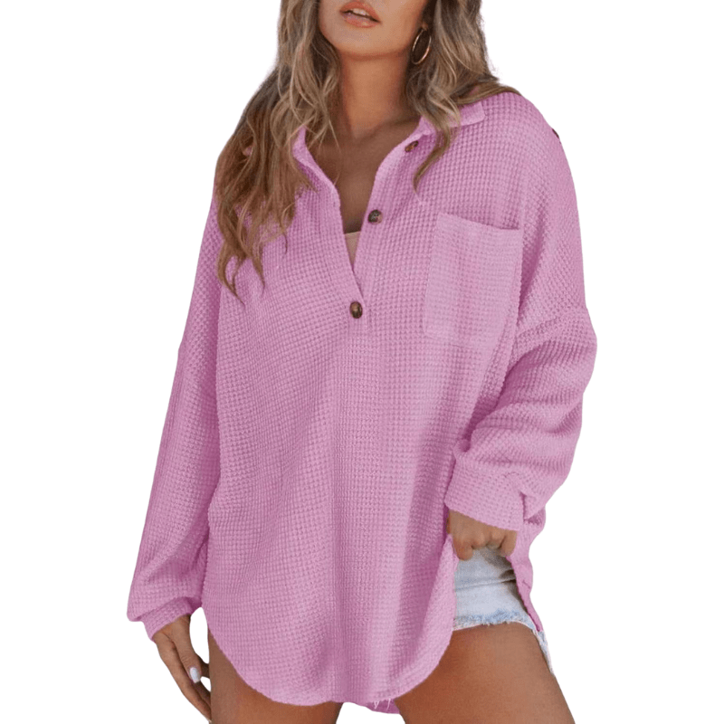 KATHRYN™ – Casual Lightweight Button V Neck Tunic Blouse - Alira - Boutique
