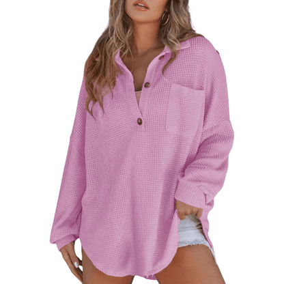 KATHRYN™ – Casual Lightweight Button V Neck Tunic Blouse - Alira - Boutique