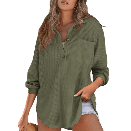 KATHRYN™ – Casual Lightweight Button V Neck Tunic Blouse - Alira - Boutique