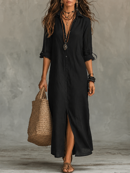 Wren | Black Button-Front Maxi Dress