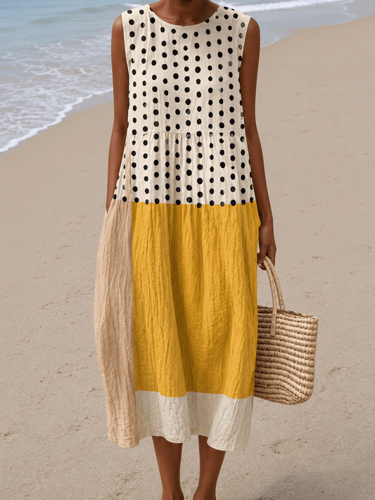 Leah™ Midi Colorblock Polka Dot Dress - Alira - Boutique