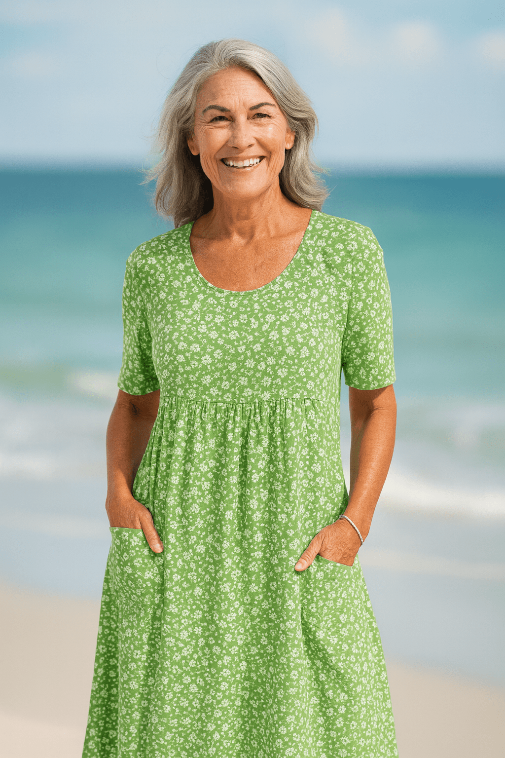 Leanne | Effortless Floral Midi Dress - Covers Upper Arms & Tummy - Alira - Boutique
