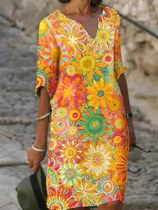 Leila | Vibrant Floral Midi Dress - Alira - Boutique